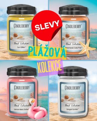 🎈POZOR SLEVY NA SVÍČKY CANDLEBERRY 🎈 Candleberry Beach Collection svíčky, jsou s plážovým motivem a vůněmi nabité až po...